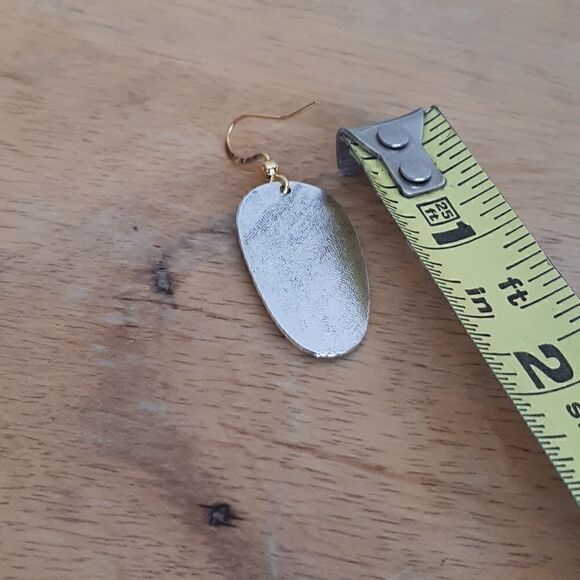 NWOT  Bohemian silver and gold oval drop earrings - Picture 4 of 4